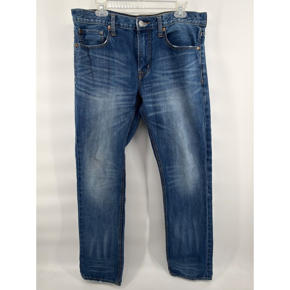 American Eagle Men's Slim Straight Jeans 33x34 Med Wash 100% Cotton Blue Denim